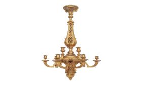 AN EARLY 20TH CENTURY 'BELLE EPOQUE' ORMOLU CHANDELIER