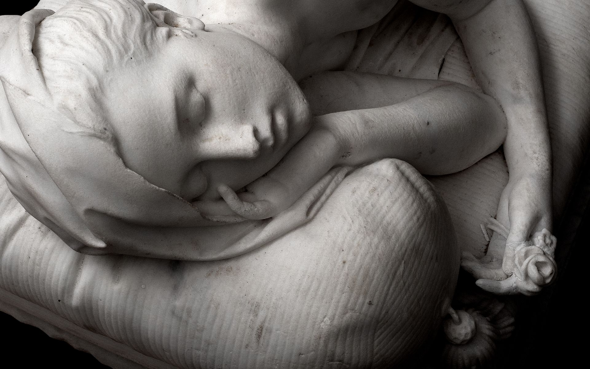 GIOSUE ARGENTI (ITALIAN, 1819-1901): A LIFE-SIZE MARBLE FIGURE OF A SLEEPING GIRL, 1869 - Bild 5 aus 7