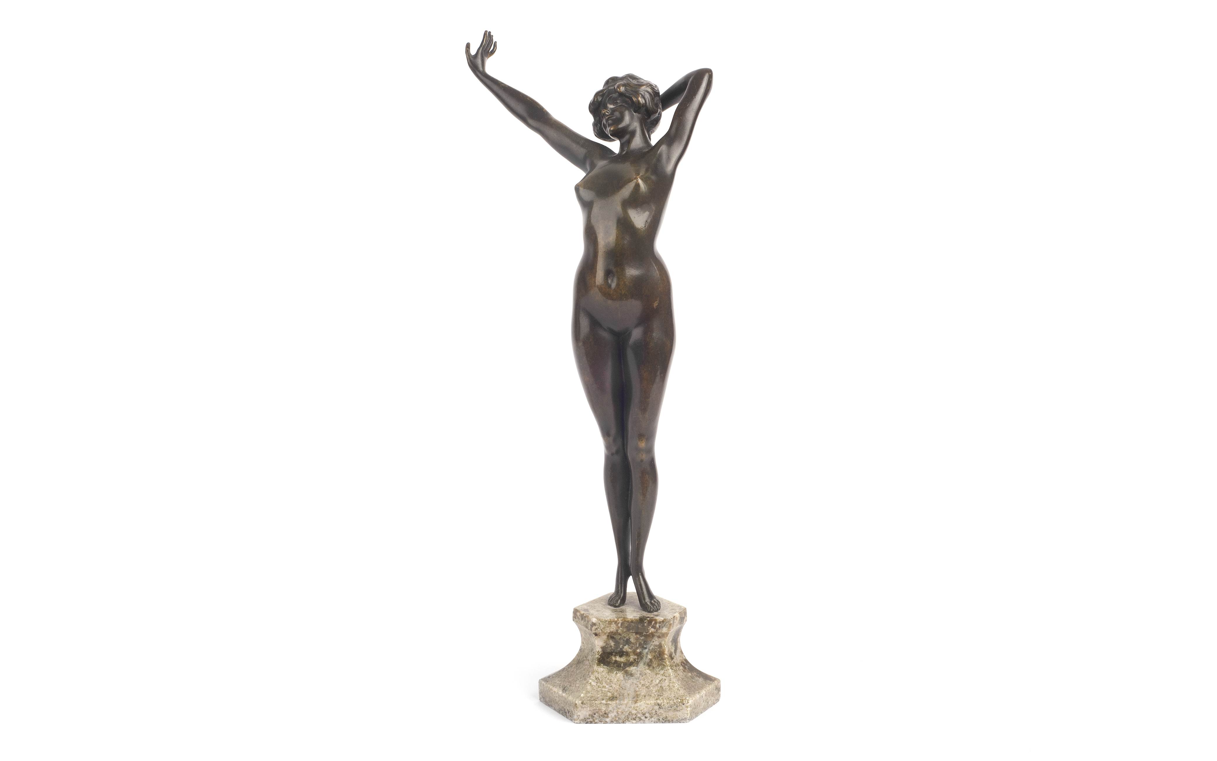 ATTRIBUTED TO PAUL PHILIPPE: AN ART DECO PERIOD BRONZE FIGURE OF 'THE AWAKENING' - Image 2 of 4