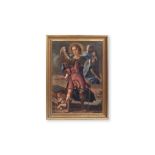 17TH CENTURY ROMAN SCHOOL: A PAINTING OF THE ANGEL GABRIEL