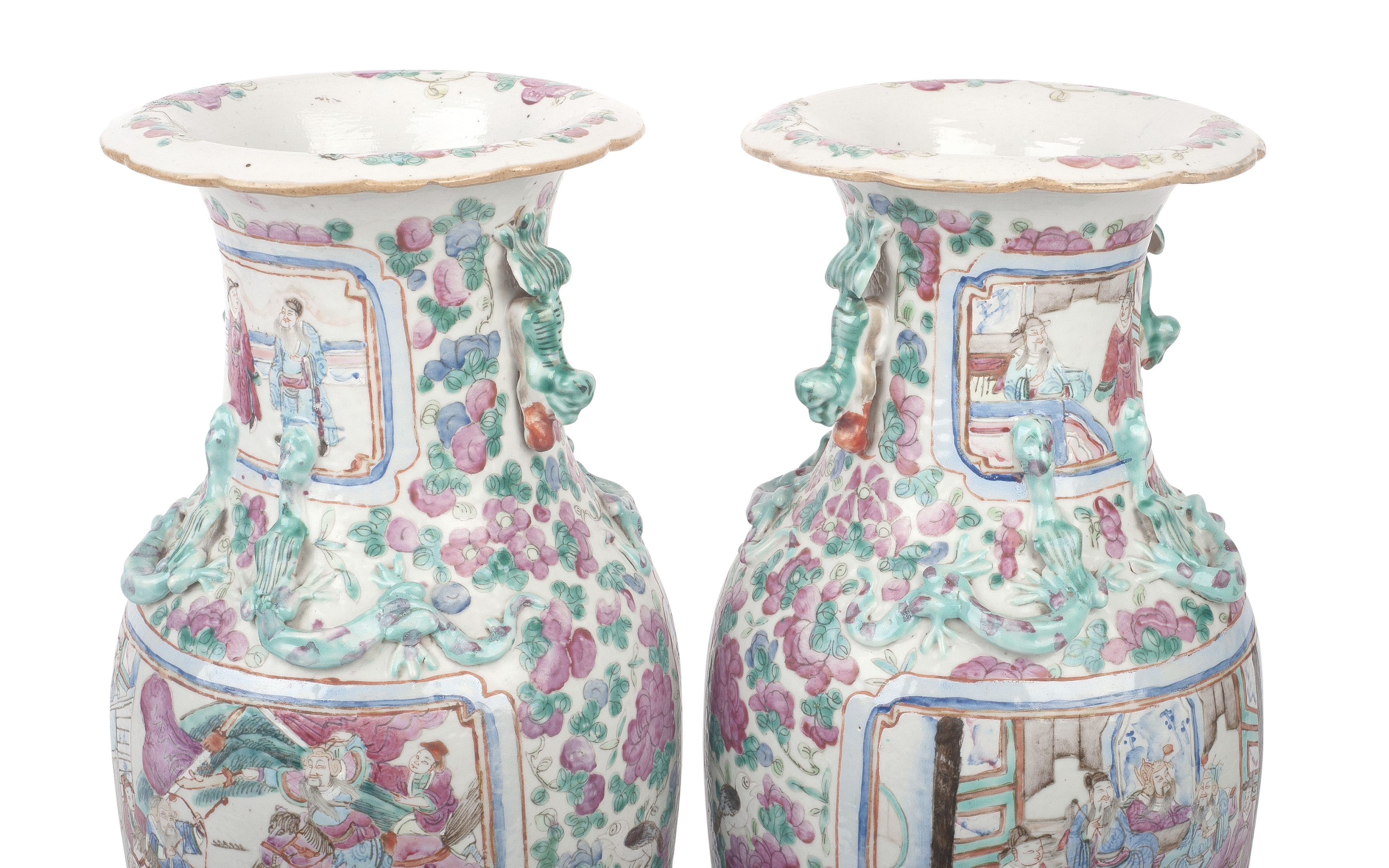 A PAIR OF 19TH CENTURY CHINESE PORCELAIN 'CANTON' FAMILLE ROSE VASES - Image 2 of 13