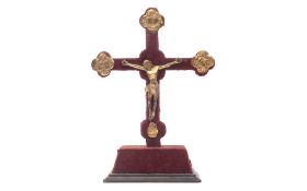 A LATE 15TH CENTURY GOTHIC STYLE GILT BRONZE CRUCIFIX