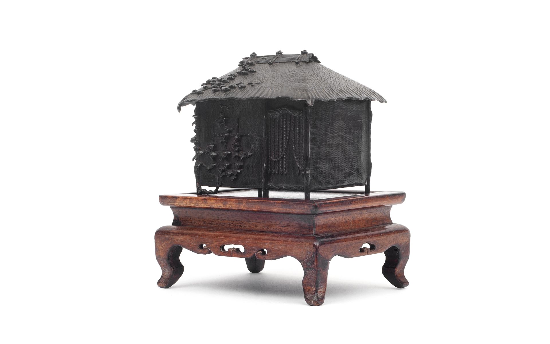 A JAPANESE MEIJI PERIOD BRONZE BOX MODELLED AS A HOUSE