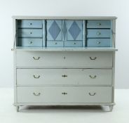 A 19TH CENTURY SWEDISH GUSTAVIAN BLUE PAINTED SECRETAIRE