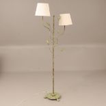 A FOLIATE CAST METAL STANDING LAMP