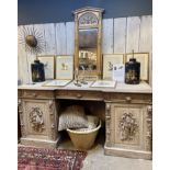 A 19TH CENTURY FRENCH BLEACHED OAK SIDEBOARD / SIDE TABLE