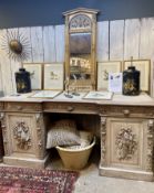 A 19TH CENTURY FRENCH BLEACHED OAK SIDEBOARD / SIDE TABLE
