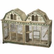 AN EARLY 20TH CENTURY FRENCH PAINTED BIRD CAGE