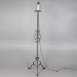 A FRENCH MEDIEVAL STYLE METAL FLOOR STANDING LAMP
