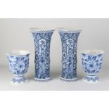 A COLLECTION OF DELFT STYLE BLUE AND WHITE VASES