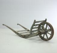 A LARGE 19TH CENTURY WOODEN WHEEL BARROW OR CART