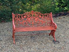 A COALBROOKDALE STYLE CAST IRON GARDEN SEAT