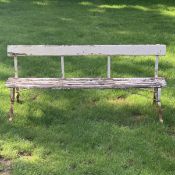 A PAINTED IRON BENCH FROM THE MOUND AT LORD'S CRICKET GROUND