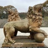 A MASSIVE PAIR OF COMPOSITE STONE MODELS OF THE MEDICI LIONS