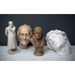 A COLLECTION OF FOUR PLASTER CASTS INCLUDING A BUST OF LUTHER
