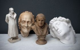 A COLLECTION OF FOUR PLASTER CASTS INCLUDING A BUST OF LUTHER