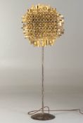 A 1960'S BRUTALIST STYLE METAL FLOOR STANDING LAMP