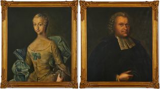 A PAIR OF PORTRAITS OF A LADY AND GENTLEMAN BY JOHAN BEHM, 20 TH CENTURY