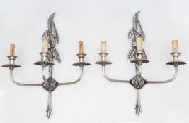 A PAIR OF ITALIAN METAL WALL LIGHTS