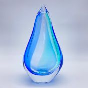 A MURANO BLUE GLASS VASE