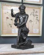 A BAROQUE STYLE BRONZE FIGURAL GROUP OF TRITON AND TERTUN
