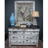 A 19TH CENTURY FRENCH PAINTED WOOD COMMODE