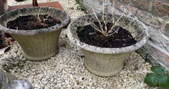 A PAIR OF SMALL FRENCH COMPOSITE STONE PLANTERS