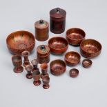 A COLLECTION OF TWENTY RUSSIAN POLYCHROME BOWLS AND VASES