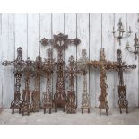 A COLLECTION OF NINE LARGE FRENCH CHURCH CROSSES
