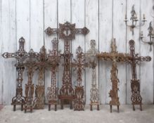 A COLLECTION OF NINE LARGE FRENCH CHURCH CROSSES