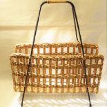 A 1960'S STRAW WORK MAGAZINE RACK