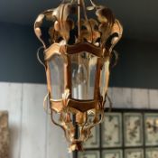 AN ITALIAN BAROQUE STYLE GILT METAL HALL LANTERN