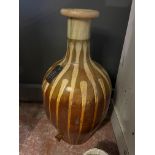 A LARGE 19TH CENTURY ITALIAN (TERLIZZI) GLAZED POTTERY OIL CARAFE