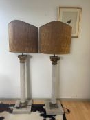 A PAIR OF ITALIAN 18TH CENTURY STYLE CORINTHIAN COLUMN FLOOR STANDING LAMP BASES