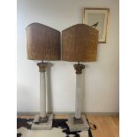 A PAIR OF ITALIAN 18TH CENTURY STYLE CORINTHIAN COLUMN FLOOR STANDING LAMP BASES