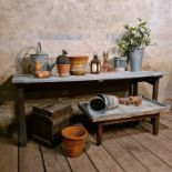 A FRENCH PROVINCIAL ZINC TOPPED POTAGER TABLE