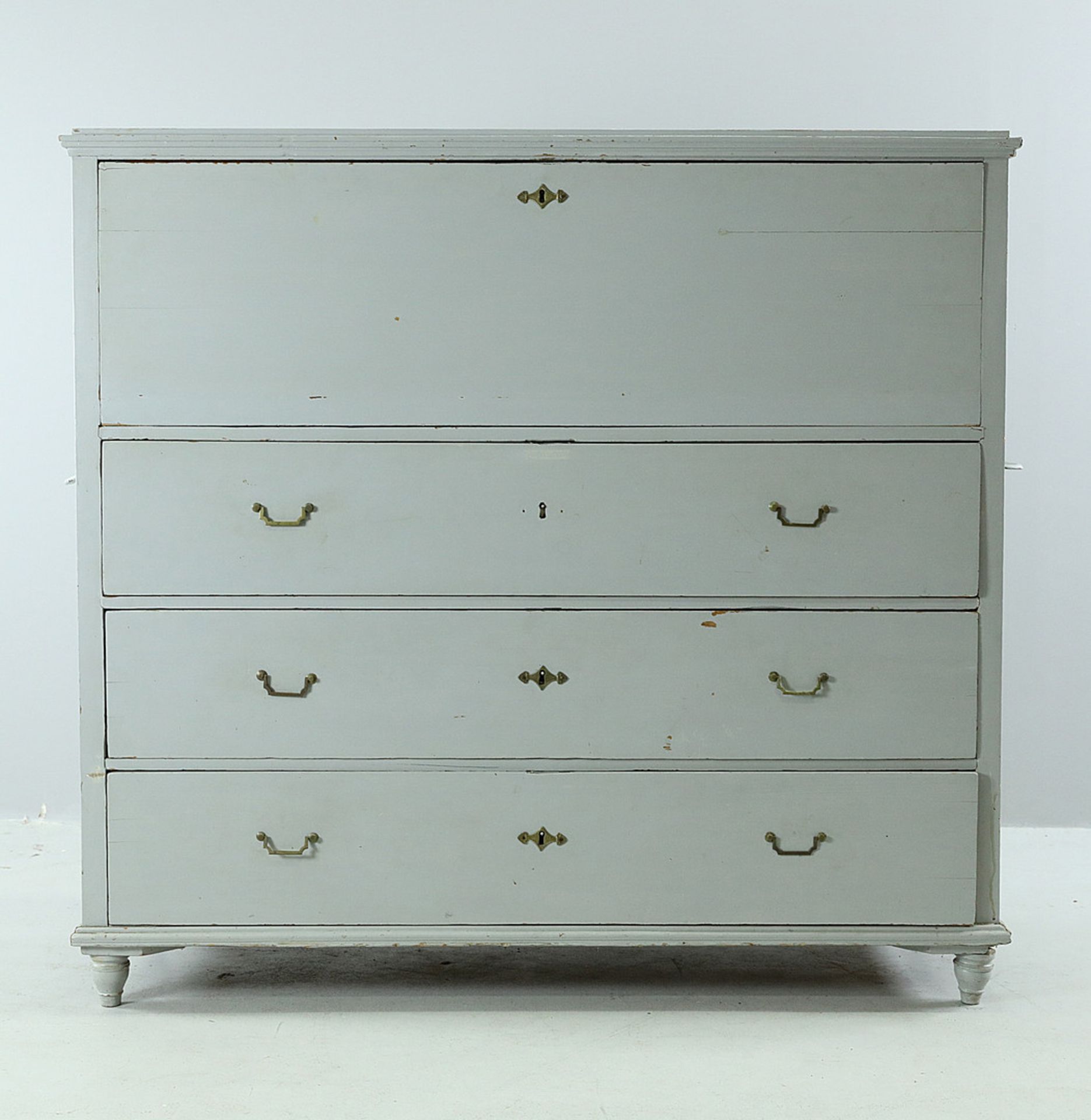 A 19TH CENTURY SWEDISH GUSTAVIAN BLUE PAINTED SECRETAIRE - Image 2 of 4
