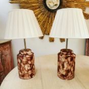 A PAIR OF ITALIAN GLAZED CERAMIC LAMP BASES