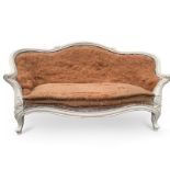 A FRENCH PAINTED WOOD TWO SEATER SOFA