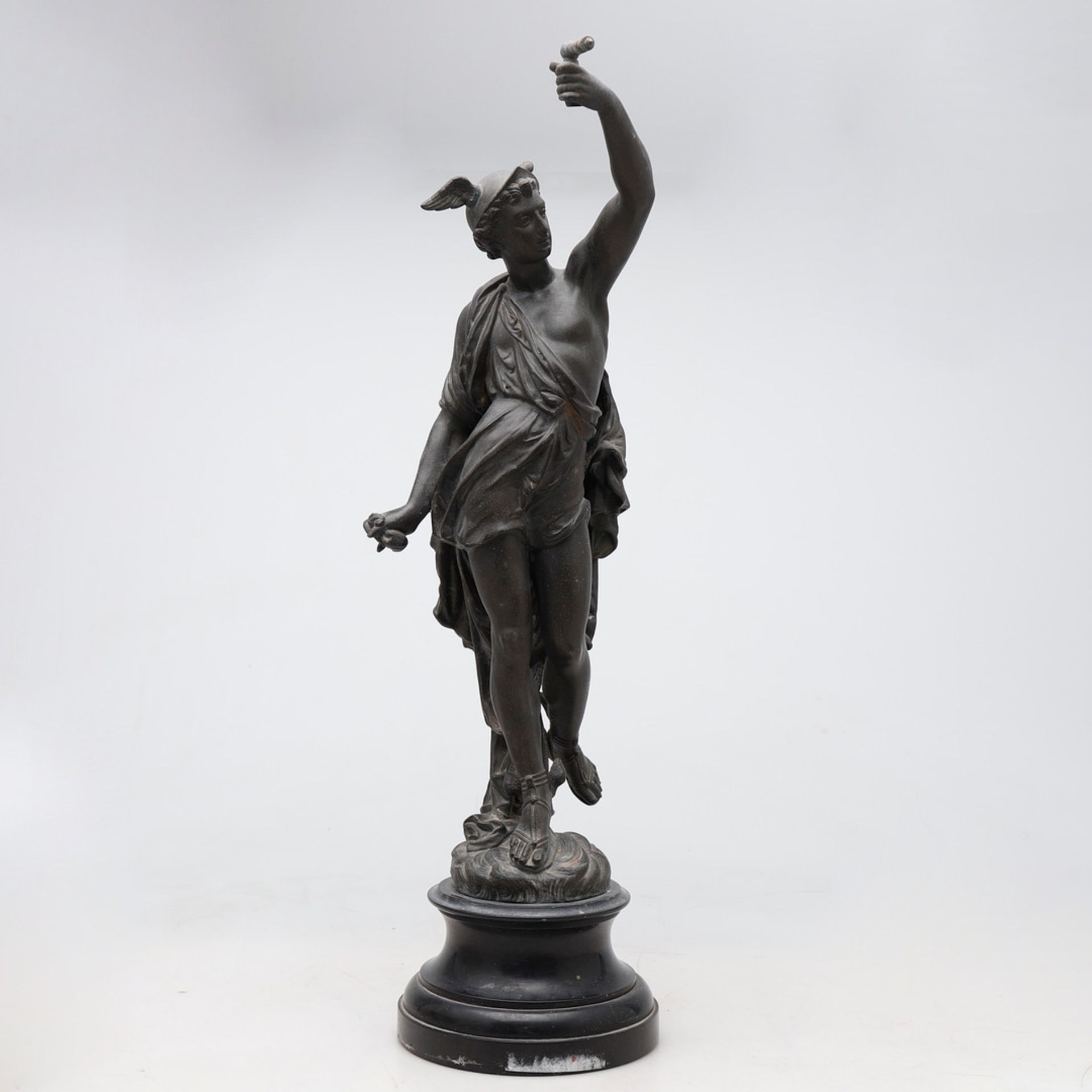 A LATE 19TH CENTURY FRENCH SPELTER FIGURE OF MERCURY