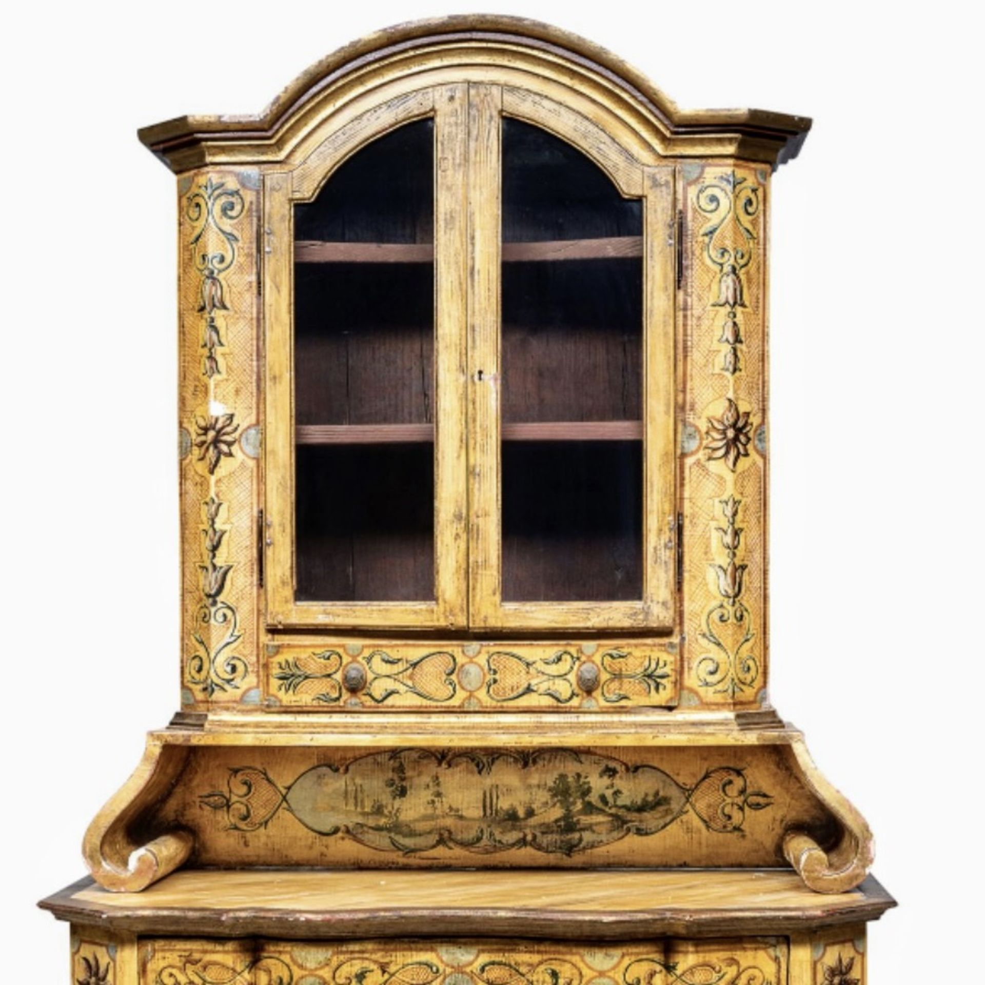 A 19TH CENTURY AUSTRO-HUNGARIAN PAINTED WOOD BOOKCASE CABINET - Image 3 of 5