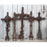 A COLLECTION OF FIVE 19TH CENTURY AND LATER FRENCH CHURCH CROSSES