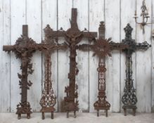 A COLLECTION OF FIVE 19TH CENTURY AND LATER FRENCH CHURCH CROSSES