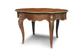 A 19TH CENTURY FRENCH ORMOLU AND TORTOISESHELL MOUNTED BOULLE STYLE TABLE
