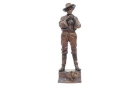 GOLDSCHEIDER (1845-1897): A COLD PAINTED TERRACOTTA FIGURE OF A COWBOY