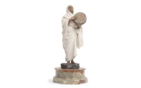 LOUIS HOTTOT (FRENCH, 1829-1905): A MARBLE AND PARCEL GILT FIGURE OF AN ARAB