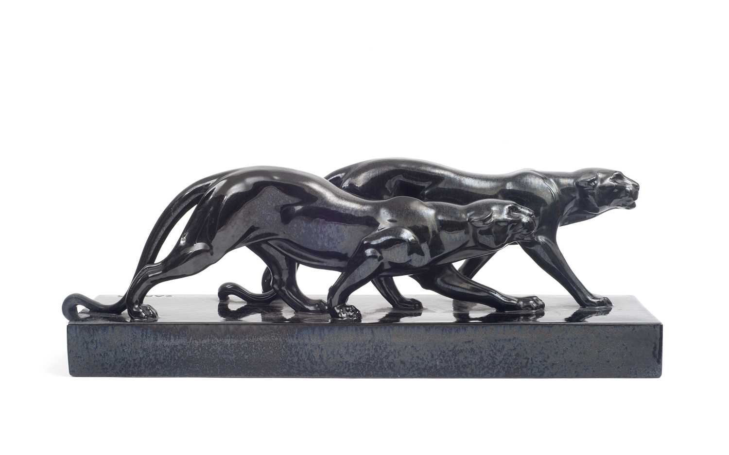 AFTER LOUIS-ALBERT CARVIN (1875-1951): A GLAZED PLASTER GROUP OF PANTHERS - Bild 2 aus 4