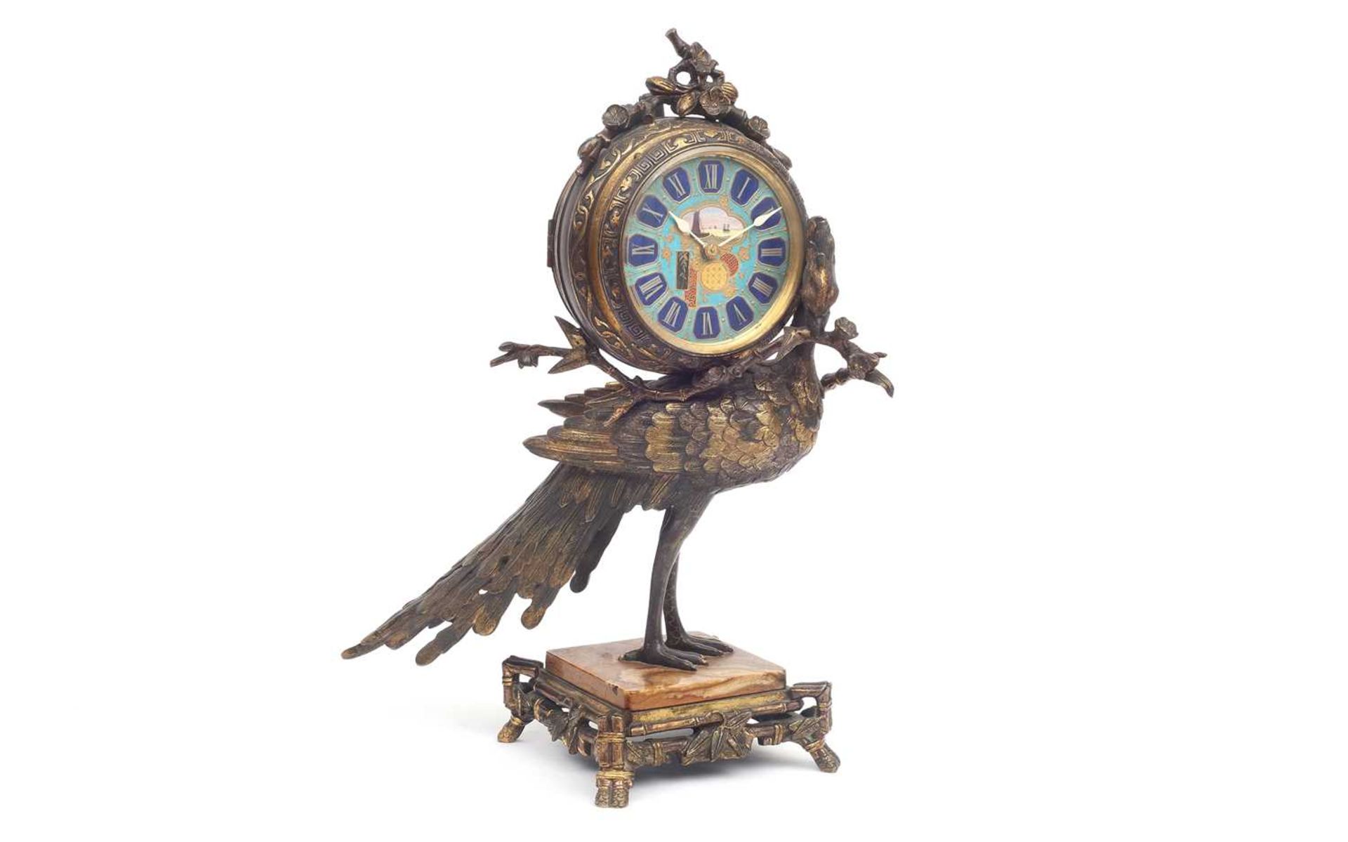 ATTRIBUTED TO L'ESCALIER DE CRISTAL, PARIS: A FINE LATE 19TH CENTURY FRENCH PEACOCK CLOCK - Image 3 of 4
