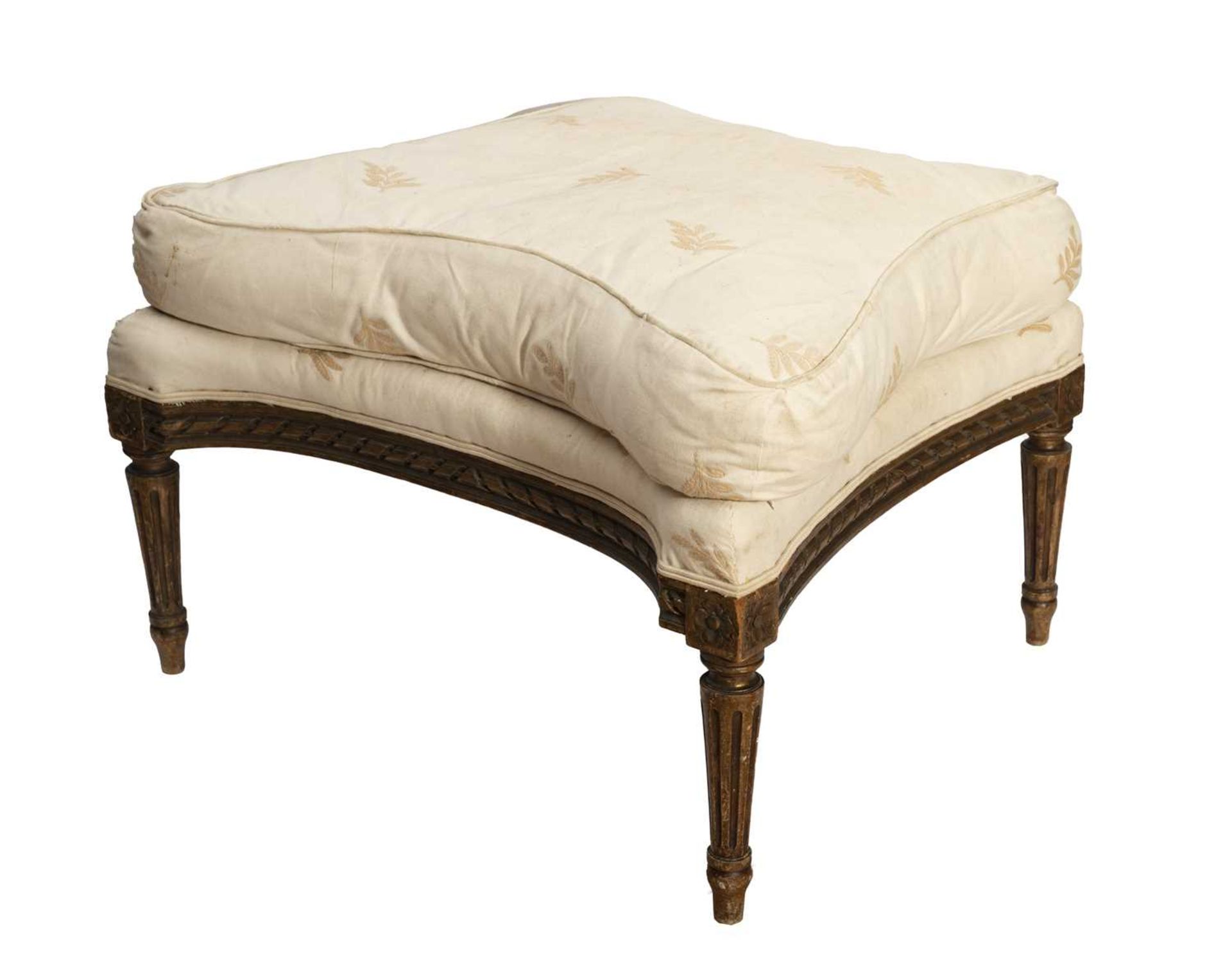 A LOUIS XVI STYLE GILTWOOD UPHOLSTERED STOOL - Image 2 of 2