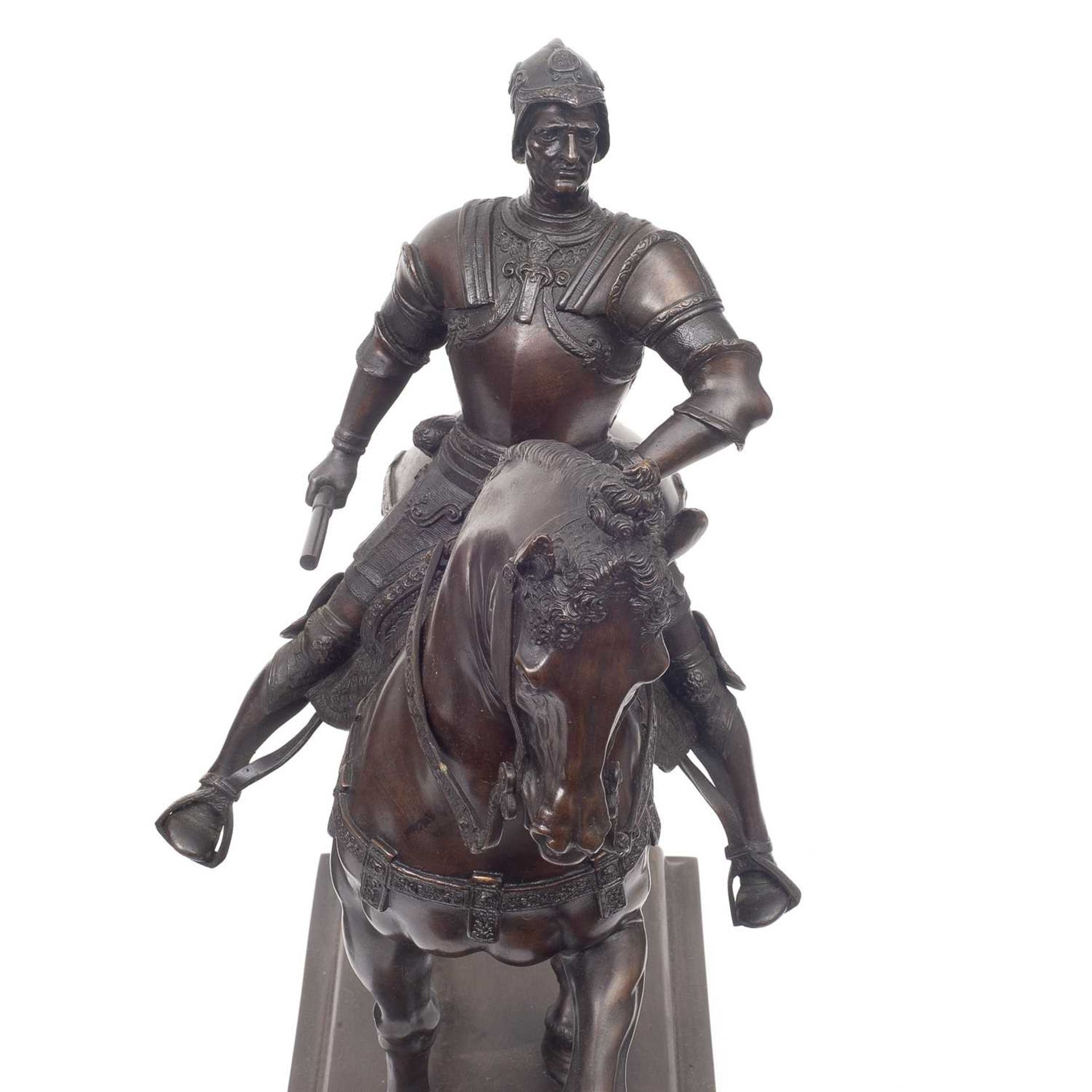 A 19TH / EARLY 20TH CENTURY BRONZE REDUCTION OF THE EQUESTRIAN MONUMENT TO COLLEONI - Image 4 of 8